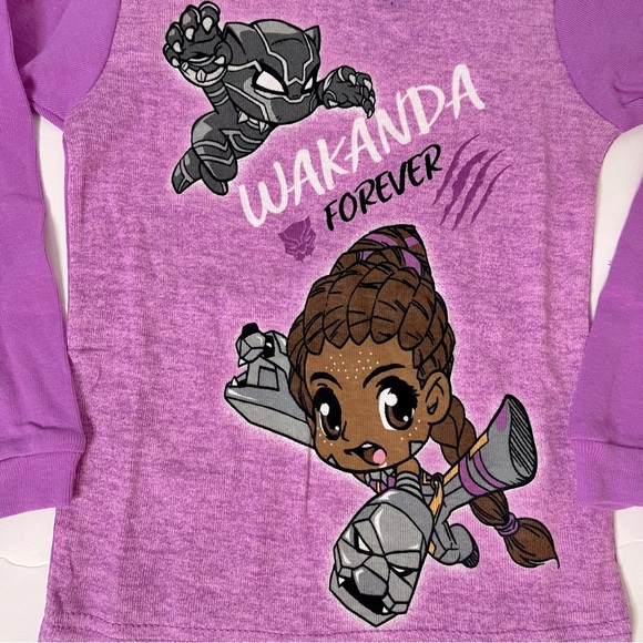 Marvel Black Panther Shuri Purple Wakanda Forever Snug Fit Pajama Set 4T New - Picture 7 of 12
